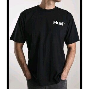 Huel T Shirt Adult Size L Black Short Sleeve Nutrition Gym Health Workout *Flaw*